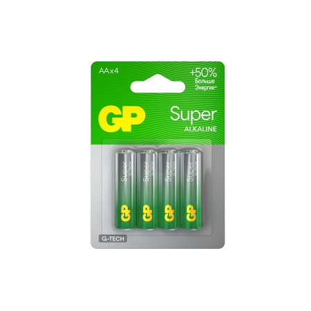 Батарейкa алкалиновая GP Super new, AA, 4 шт.